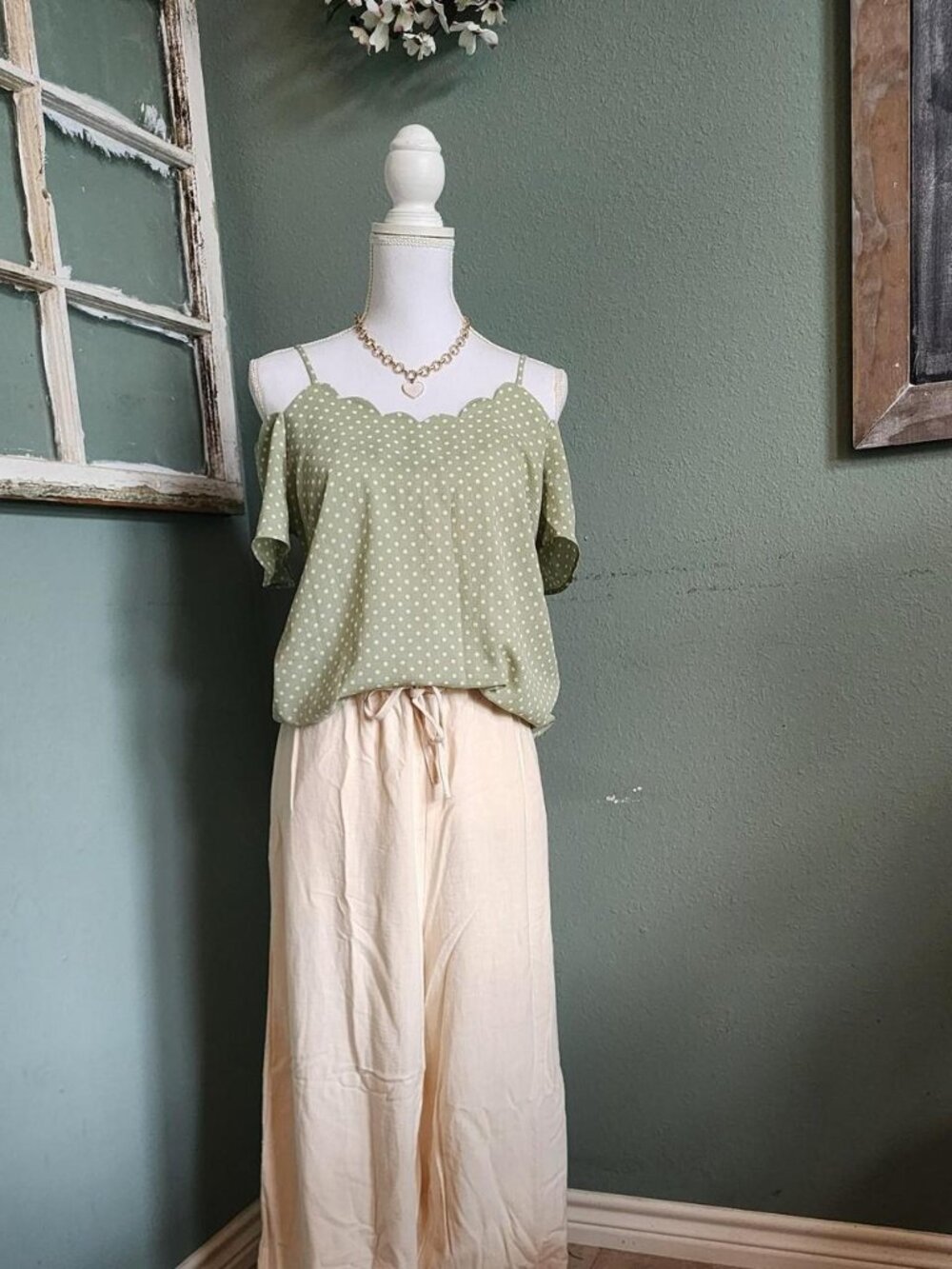 Monteau Women's White and Green Blouse